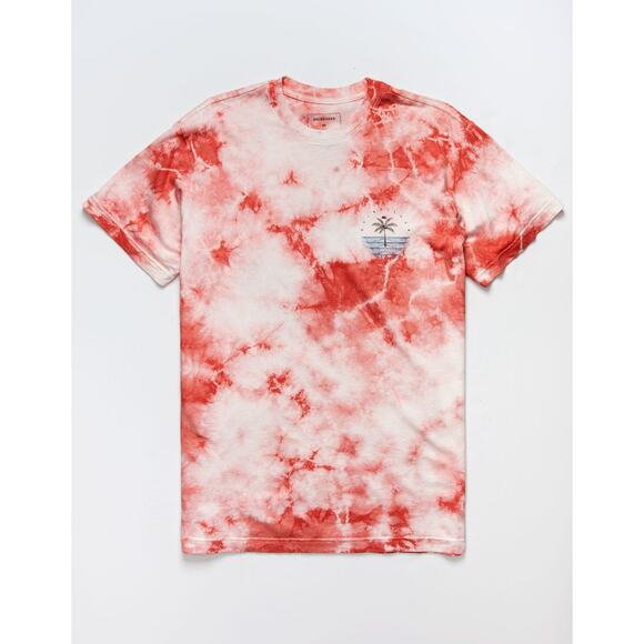 Quiksilver Shirt Mens L Crew Neck Tie Dye White Red Graphic Tee Short Sleeve - Picture 2 of 4